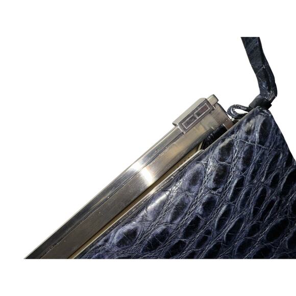 Purse / Tardini / Alligator Leather / Clutch / Shoulder Bag / Black / Authentic - Picture 5 of 12